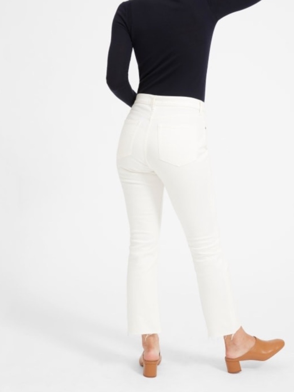 Everlane White high rise kick crop Jeans